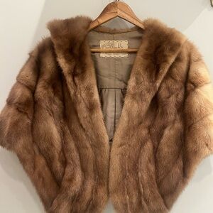 Elegant Authentic Brown Fur Cape for Women